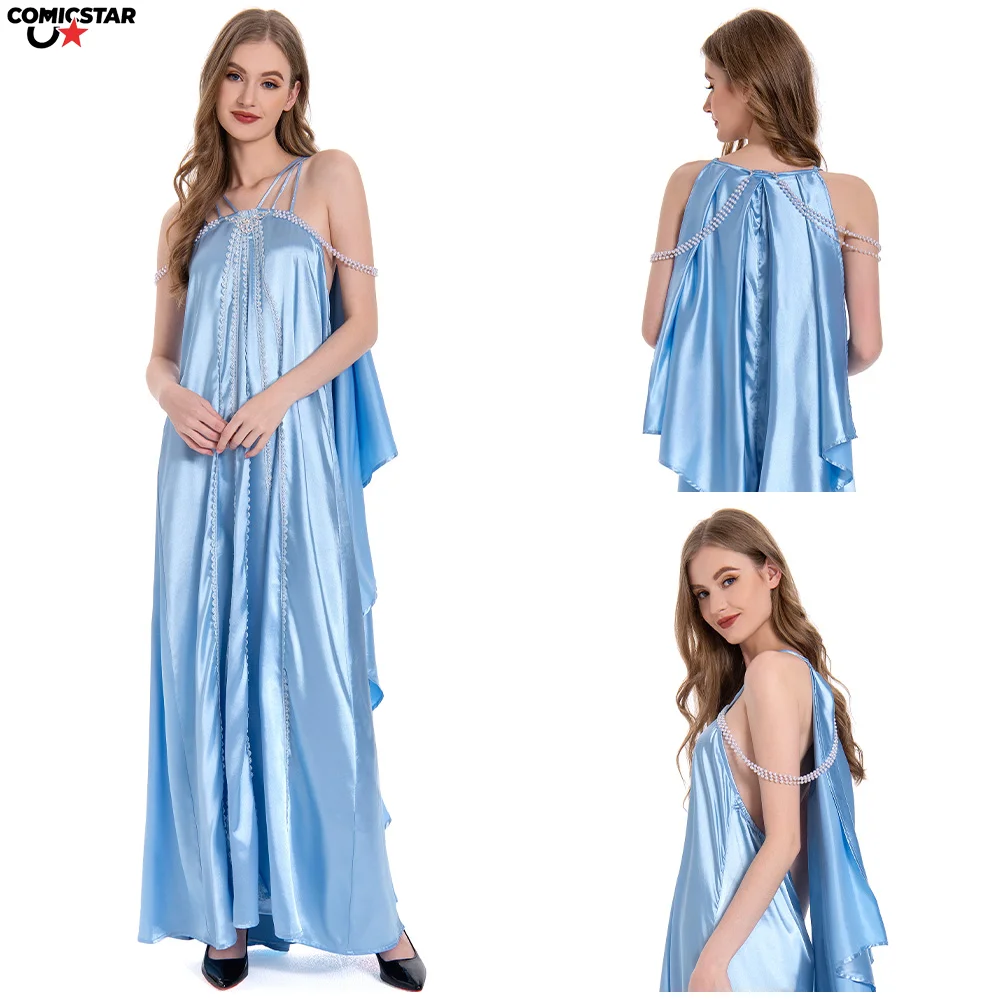 

Padme Roleply Amidala Sleepwear Satin Dress Women Cosplay Costume Nightgown Fantasia Outfits Halloween Carnival Suit Nightwear