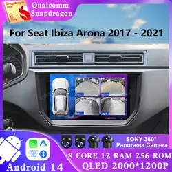 Android 14 For Seat Ibiza Arona 2017 - 2021 Stereo 2 DIN 4G LTE Head Unit Qualcomm DSP 5G WIFI AUTO DVD GPS Navigation Autoradio