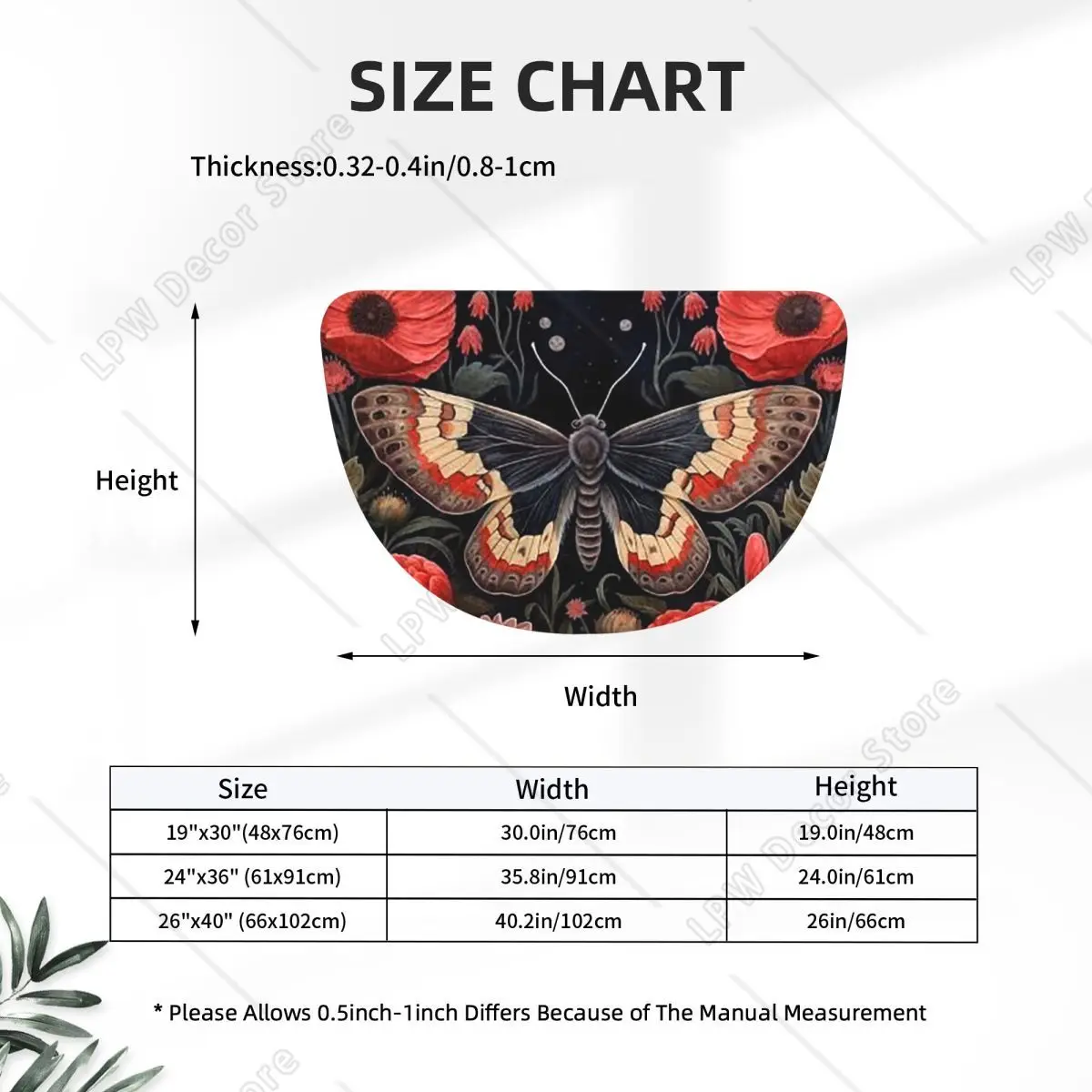 Boho Bee And Moth Butterfly Soft Flannel Half Round Doormat Non Slip Bathroom Mat Absorbent Floor Carpet for Home Bedroom