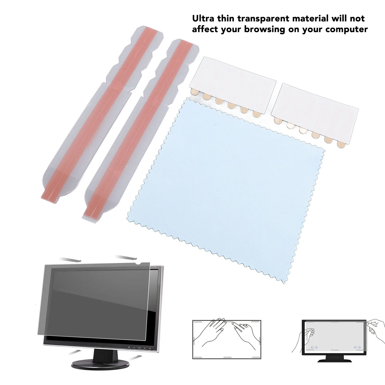 5 Set Computer Privacy Screen Adhesive Strips Slide Installation Replacement Bracket Label Kit Double-Sided Non-Stick Paper