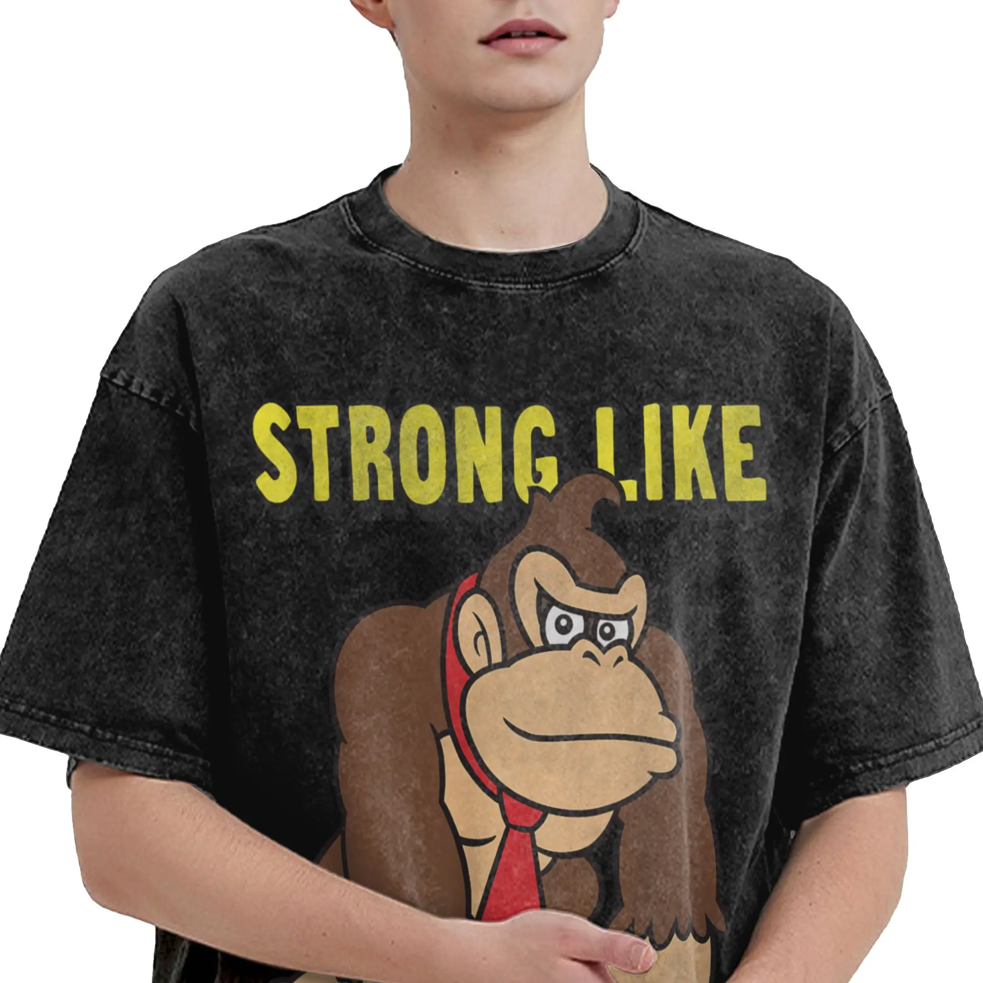 قوي مثل Donkey Kong تي شيرت الجدة تي شيرت قصير الأكمام بلايز جمالية الصيف عادية مريحة المتضخم تي شيرت