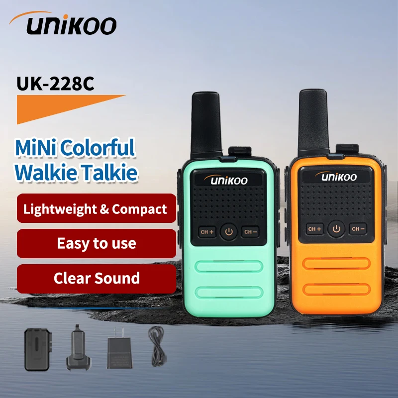 

2 PCS UNIKOO Walkie Talkie UK228C Mini License-free Portable Handheld Comunicador set Two Way Radio Transceiver for Camping