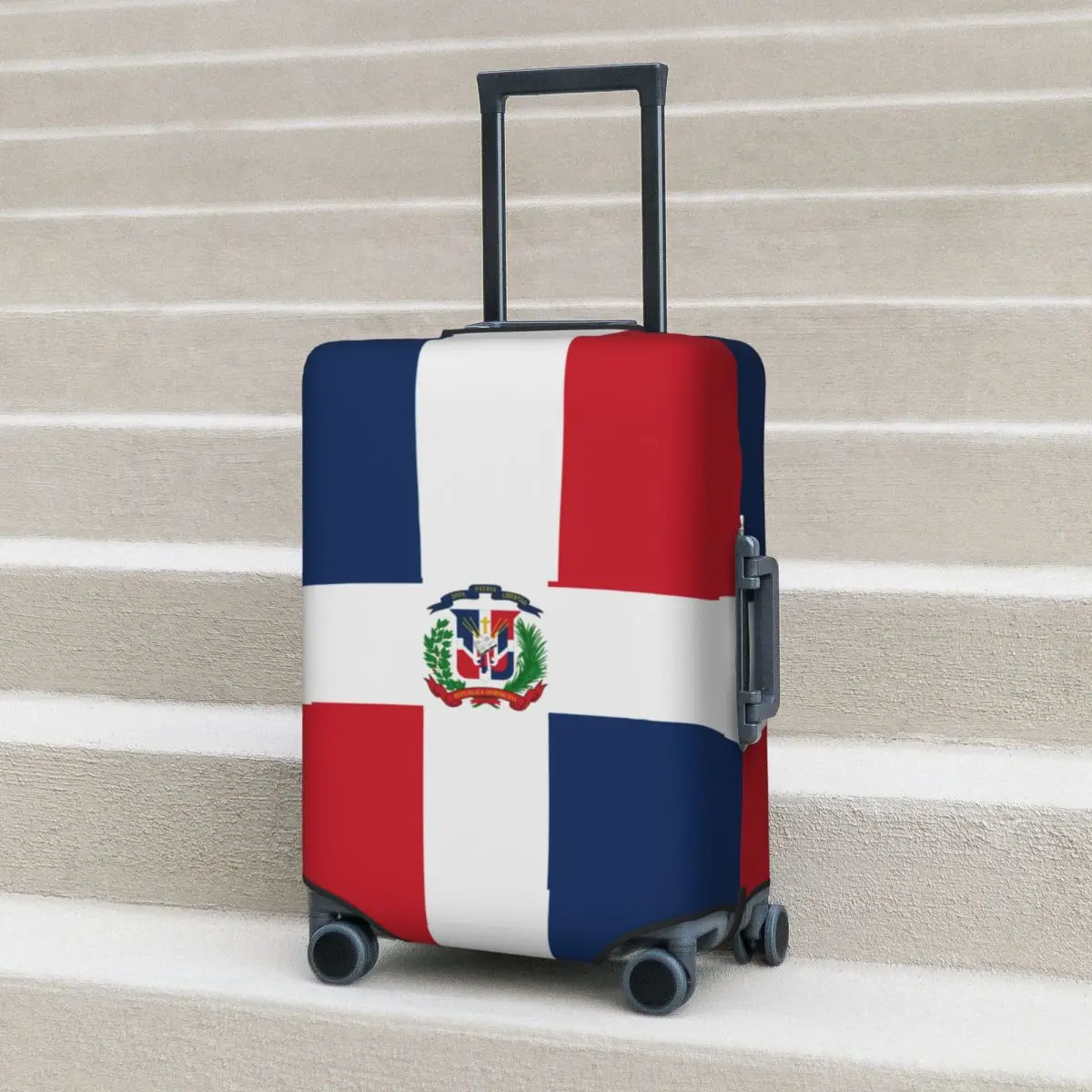 Dominican Republic Flag Suitcase Cover Fashion Stripe Travel Protector Flight Elastic Luggage Case