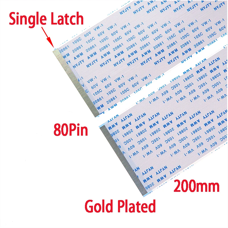 High Quality A-Type 80Pin 0.5mm Pitch FFC Flat Cable 200mm Long Gold Plated Single Latch AWM 20861 105C 60V VW-1