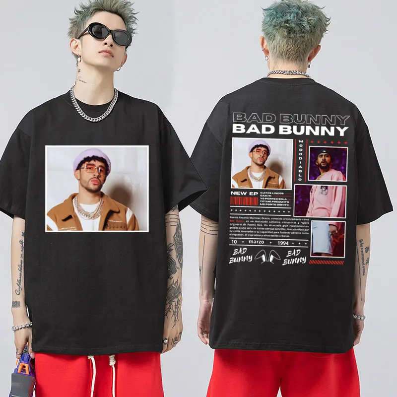 

Rapper Bad Bunny Album Cover Print T-shirt Male Retro Hip Hop Harajuku Men Women T Shirt Oversized Casual Streetwear Tee Shirts