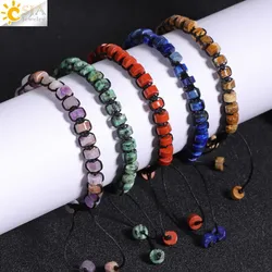 CSJA Agate Beads Braided Bracelet DIY Handmade Woven Natural Stone Boho Yoga Charm Bracelets Women Men Fashion Jewelry H536