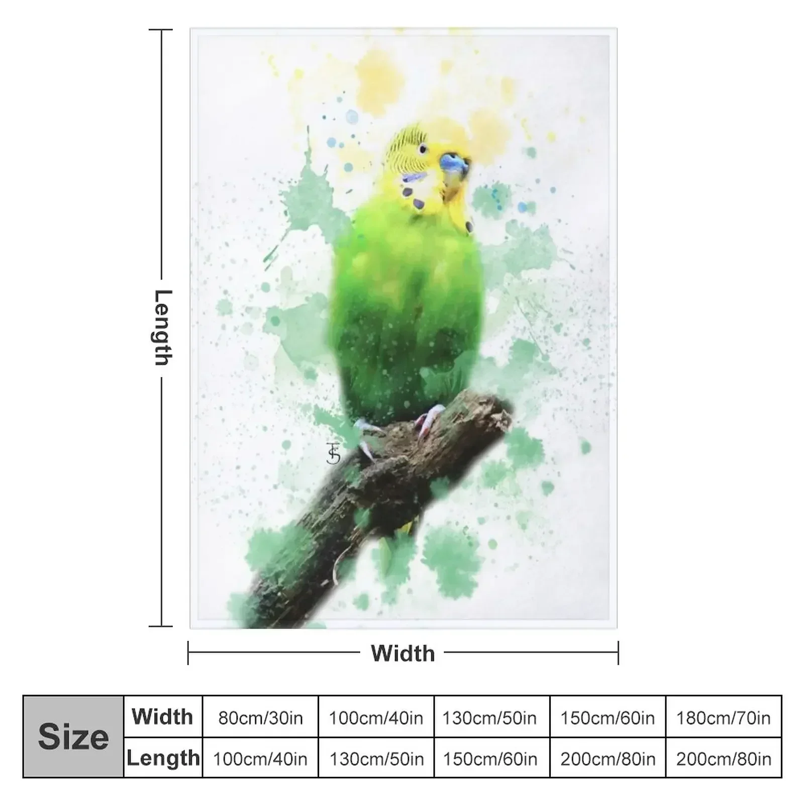 Budgie Watercolour Throw Blanket valentine gift ideas Bed blankets and throws Blankets
