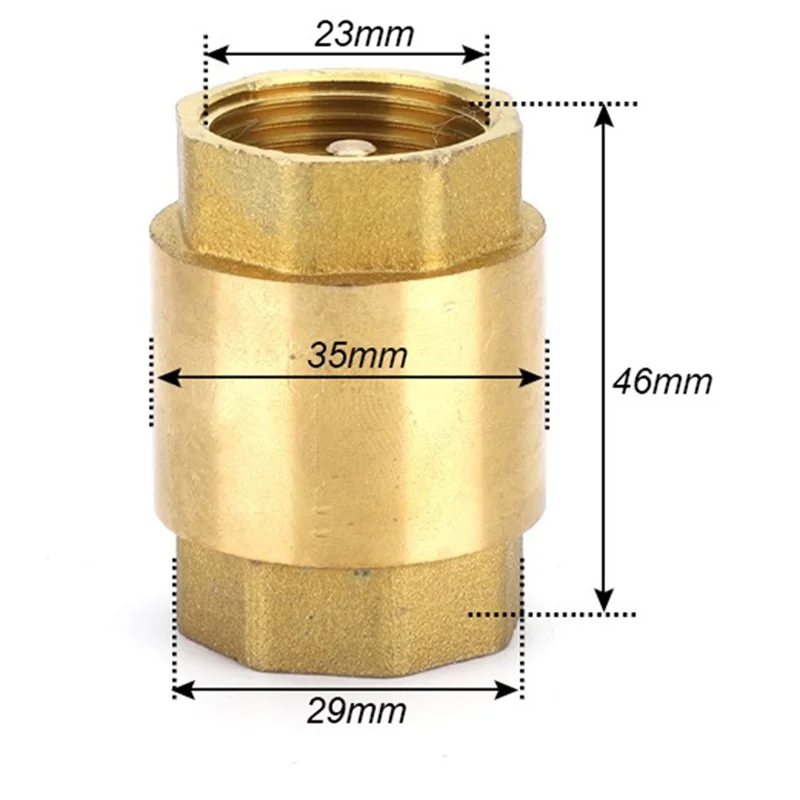 A19F-2PCS NPT Female Thread Spring Check Valve, Solid Brass Non Return One Way Horizontal Check Valve For Well, Pump
