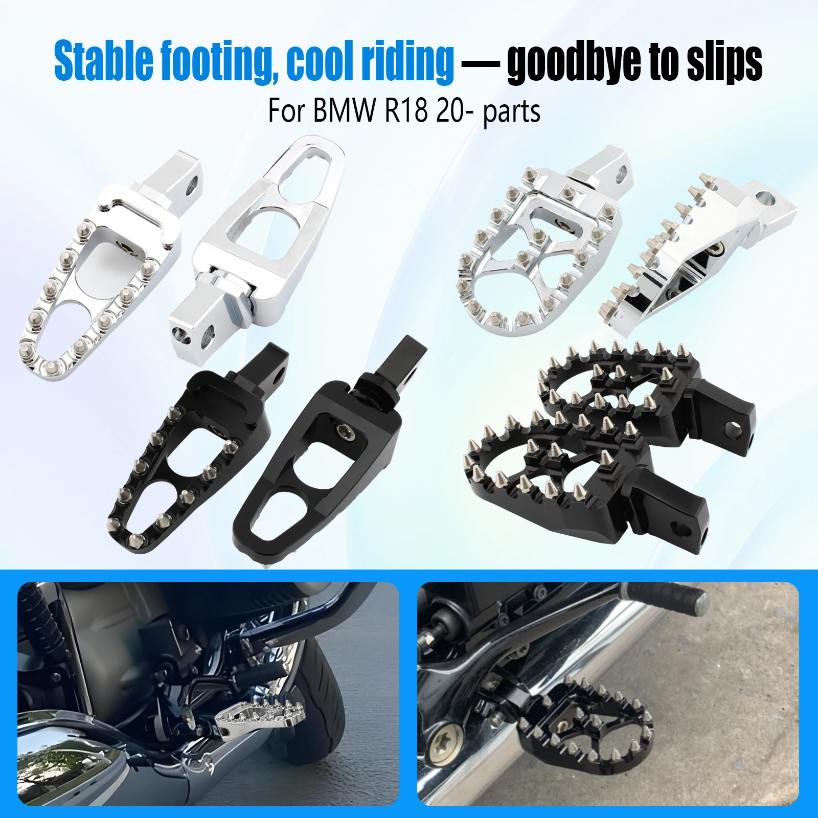 

Motorcycle Front Foot Pegs 1 Pair CNC Aluminum Footrests Foot Pedals For BMW R18 Rider Modification Parts Modified Parts