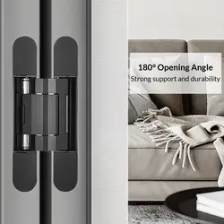 Heavy Duty Hidden Door Hinge 180-degree Open Hinge Invisible Concealed Door Hinge Load Bearing to 120KG