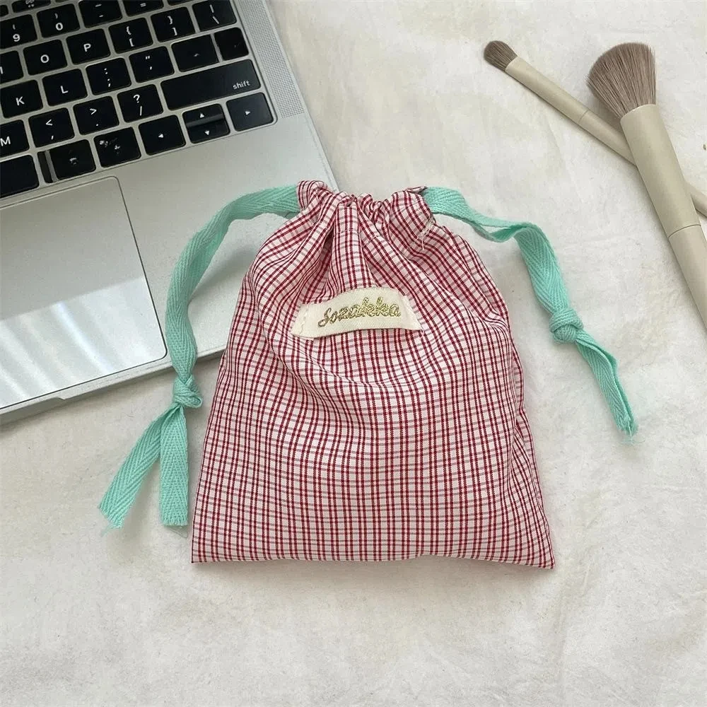 新しい市松模様の口紅化粧バッグ巾着付き大容量化粧品オーガナイザーポーチシンプルなジュエリーハンドバッグ女性