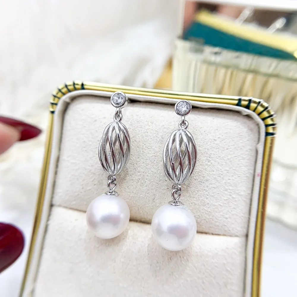 Elegant Drop Pearl Earrings Design Fittings&Components Women Handmade DIY Jewelry Making Components