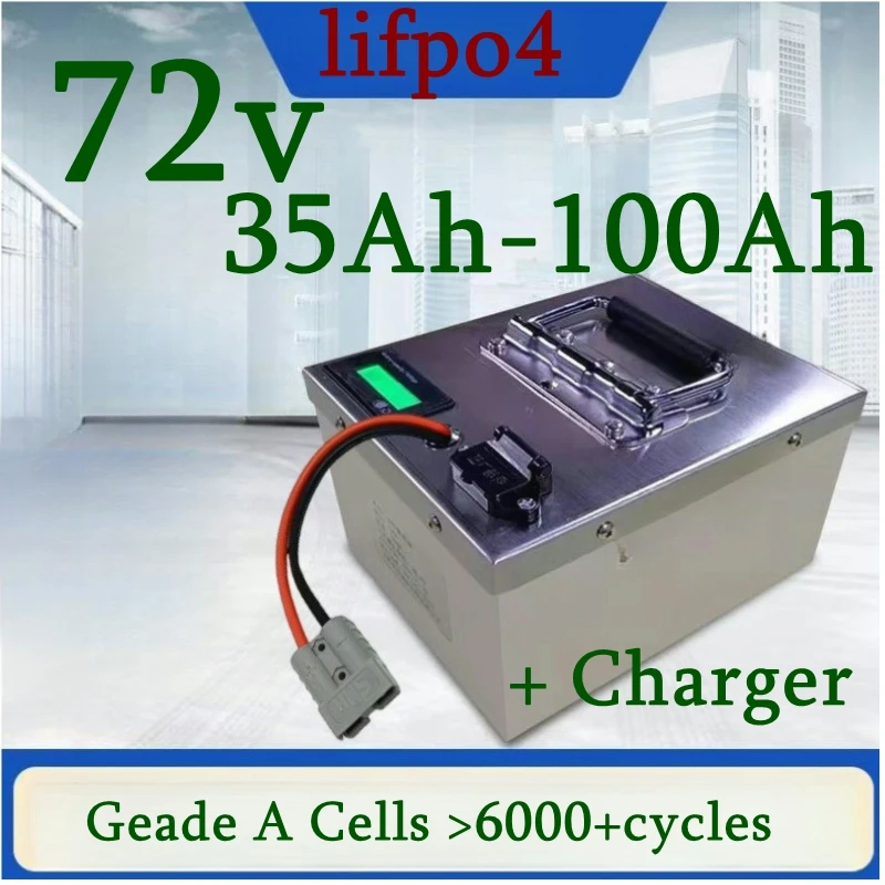 72V Lithium Battery 35Ah-110Ah Lifepo4 for Trolling Motor Hybrids Motorcycles Golf Cart Robot - High Capacity 40Ah 50Ah 60Ah 70A