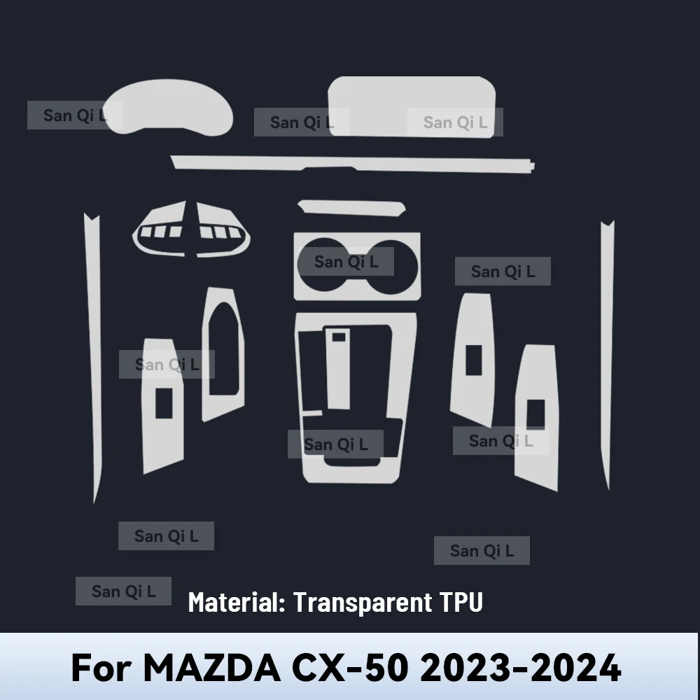 Transparent TPU For MAZDA CX-50 2023 2024 Car Center Console Media Dashboard Navigation Anti-scratch Protector Interior Film