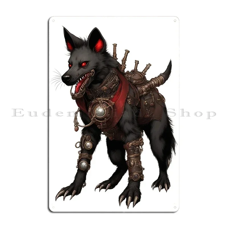 Big Bad Black Wolf Steampunk Animal Dog Metal Iron Club Wall Cave Personalized Tin Sign Poster