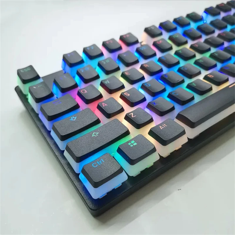 ZIFRIEND 130 Keys Pudding Keycaps for Mechanical Keyboard PBT OEM Key Caps Jelly RGB Full Size 60% 100% Keycup Pink Blue Color