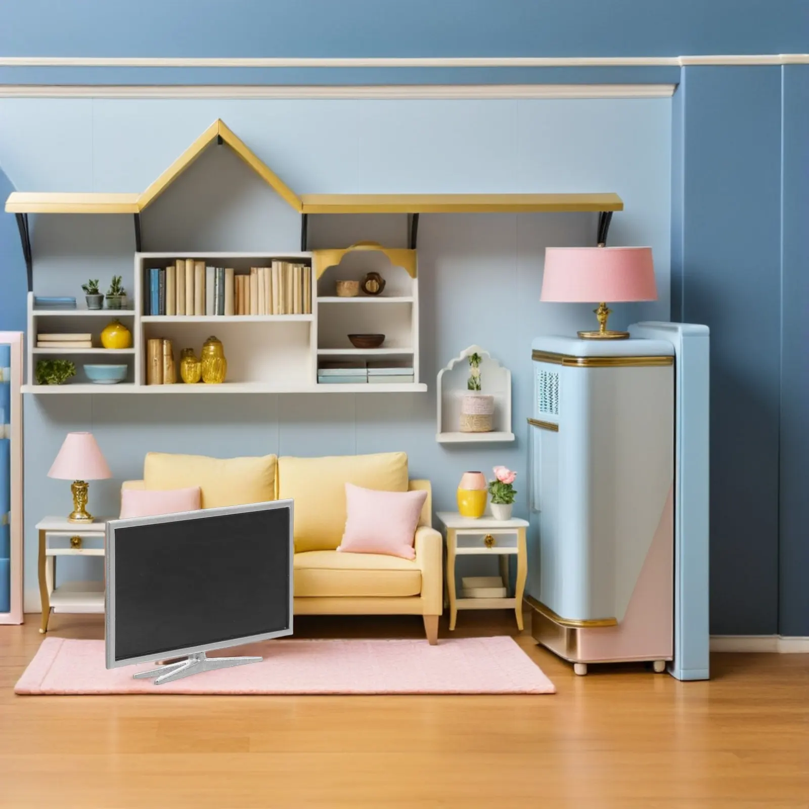 

5Pcs Miniature Simulated Television with Realistic LCD Screen for Dollhouse Decor - Compact Set for Scene Layout and