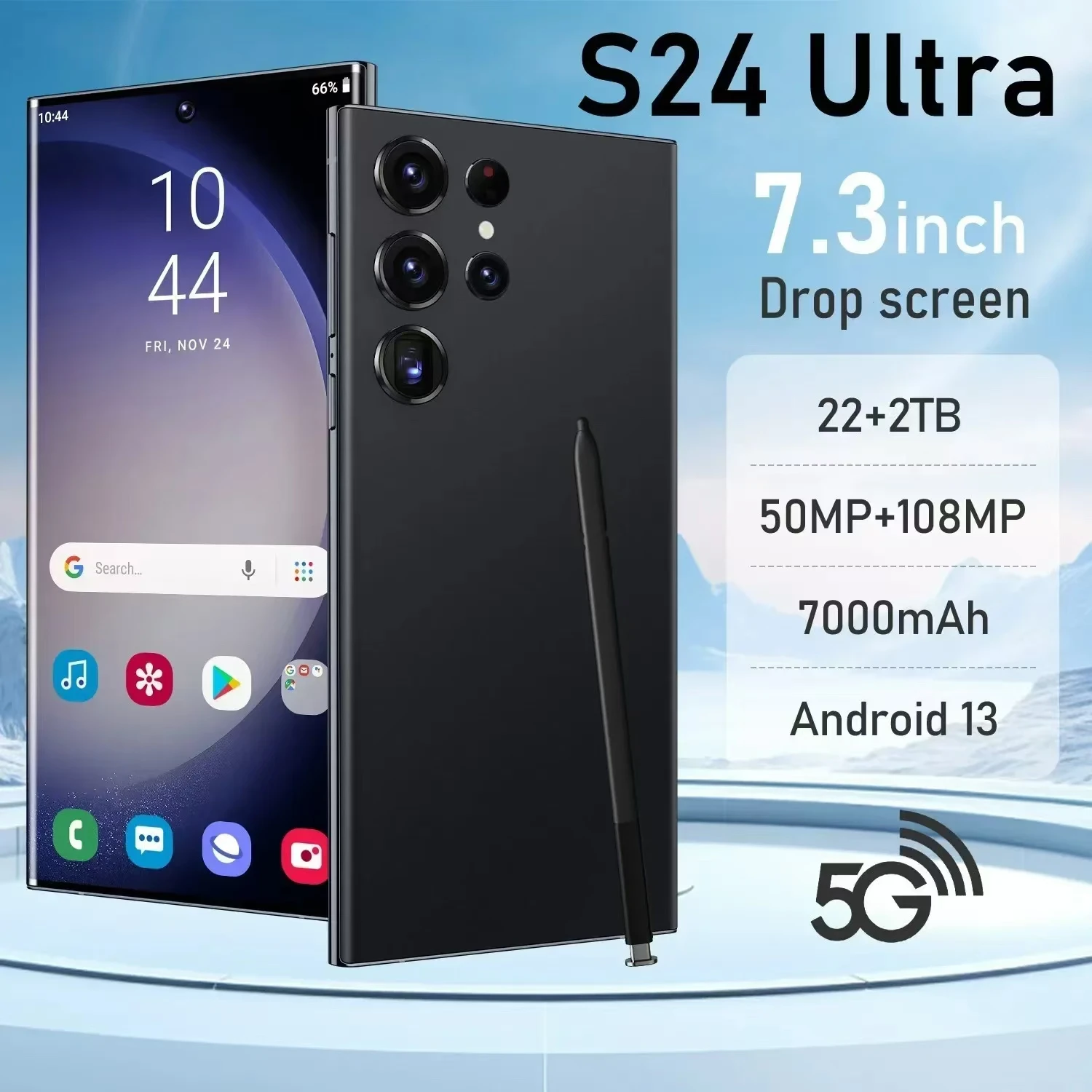 

S24 Ultra Smartphone 7.3 ''HD 5G Snapdragon 8 Gen3 16GB + 1TB Android 14 7800mAh cellulari cellulari Face sbloccato cellulare