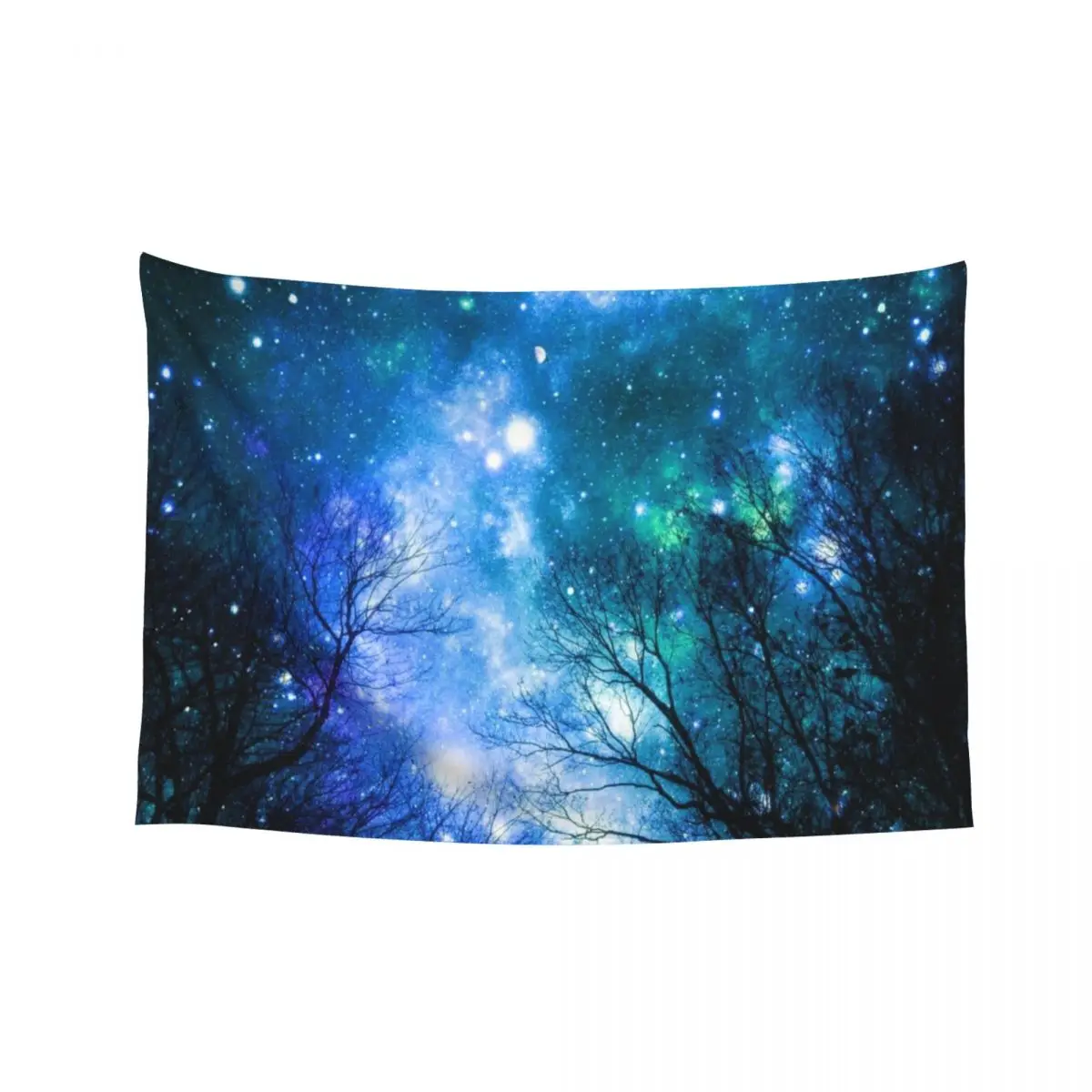 

Black Trees Blue Teal Space Tapestry Wall Tapestries Decoration For Home Tapestry