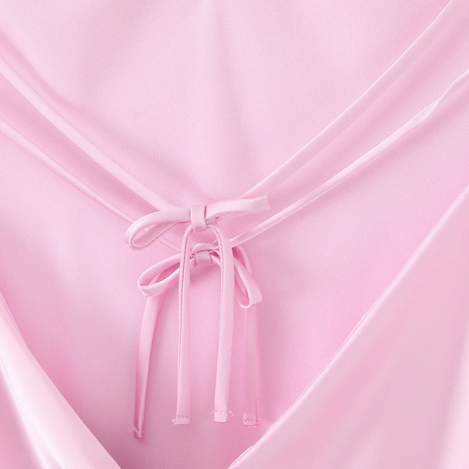 Ele Pure Color Bal Sexy Silk Satin Midi Strapl Dr Women's Faion l Waist Svel Long V-ne Gown