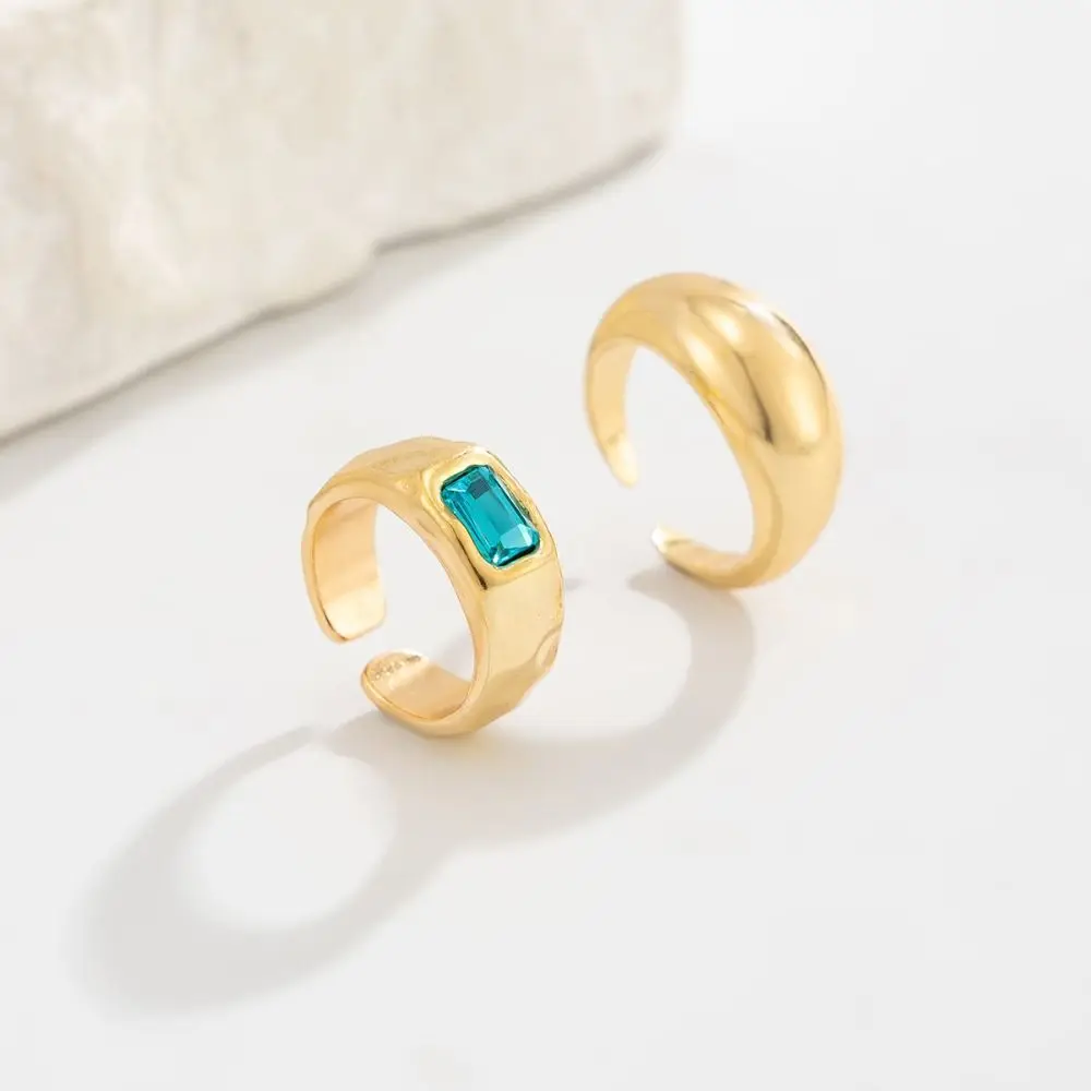 Personality Geometric Foot Ring Set Metal Gemstone Toe Rings Gold Open Korean Style Ring Vacation view 4