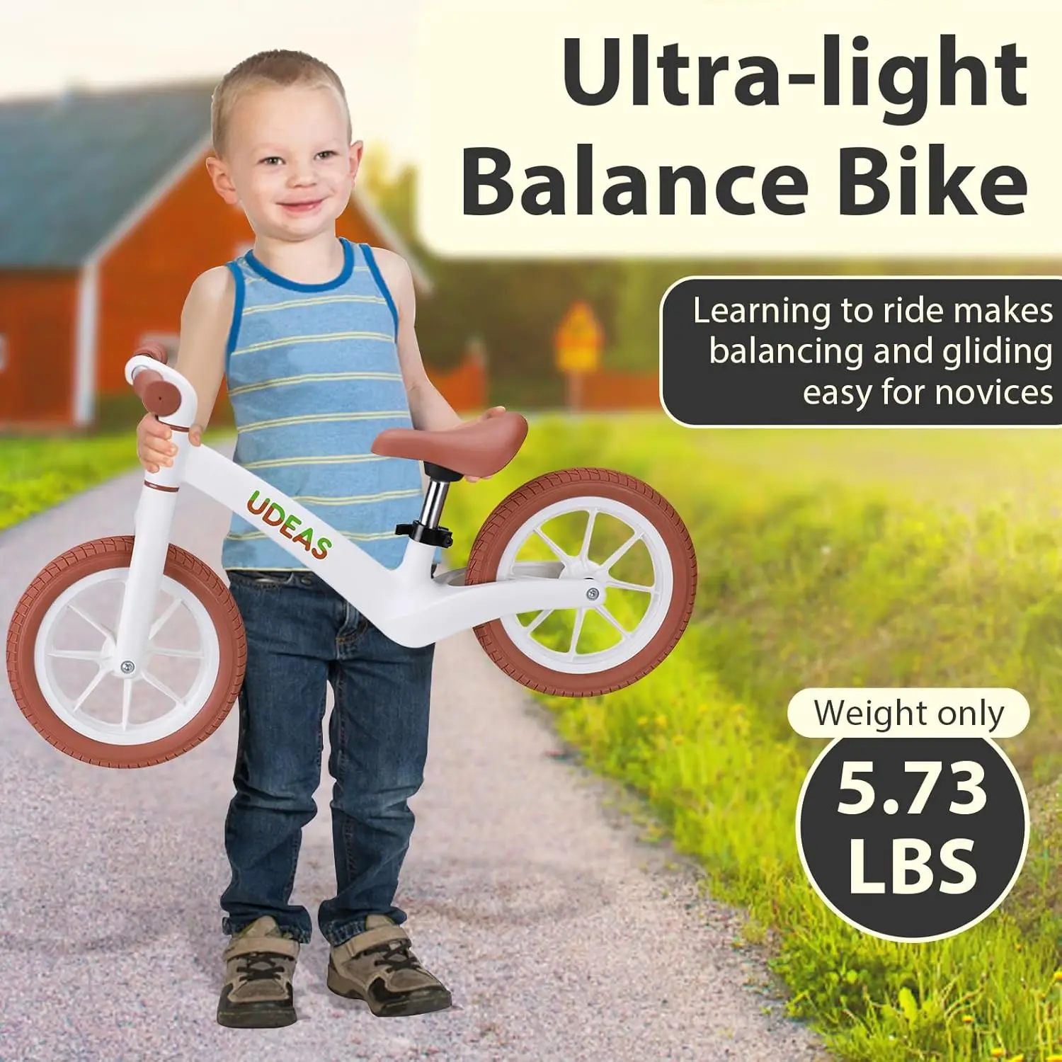 Toddler Balance Bike 2 Year Old, No Pedal Kids Balance Bike with Adjustable Seat, Ultra Light Nylon Bike Frame for Boys and Girl