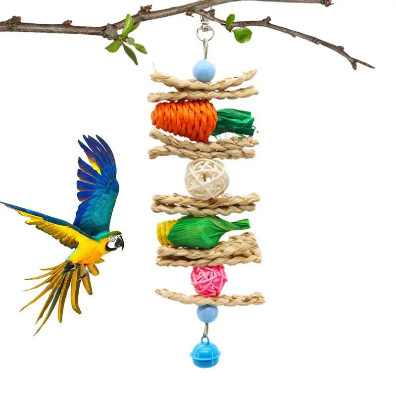 Bird Chew Toys Parrot Teething Toy Cuttlefish Bone Chewing Toys Braided Carrots Molar Stone Cultivate Foraging Instincts Molar