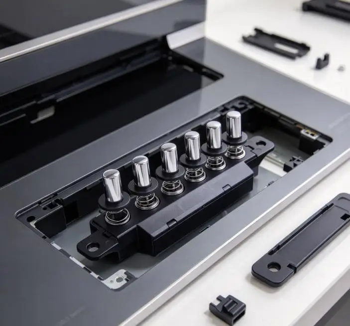 Panel for Mount Key Switch for Range Hood Applications with Five Adjustable Speeds and Bimetallic Switching Element