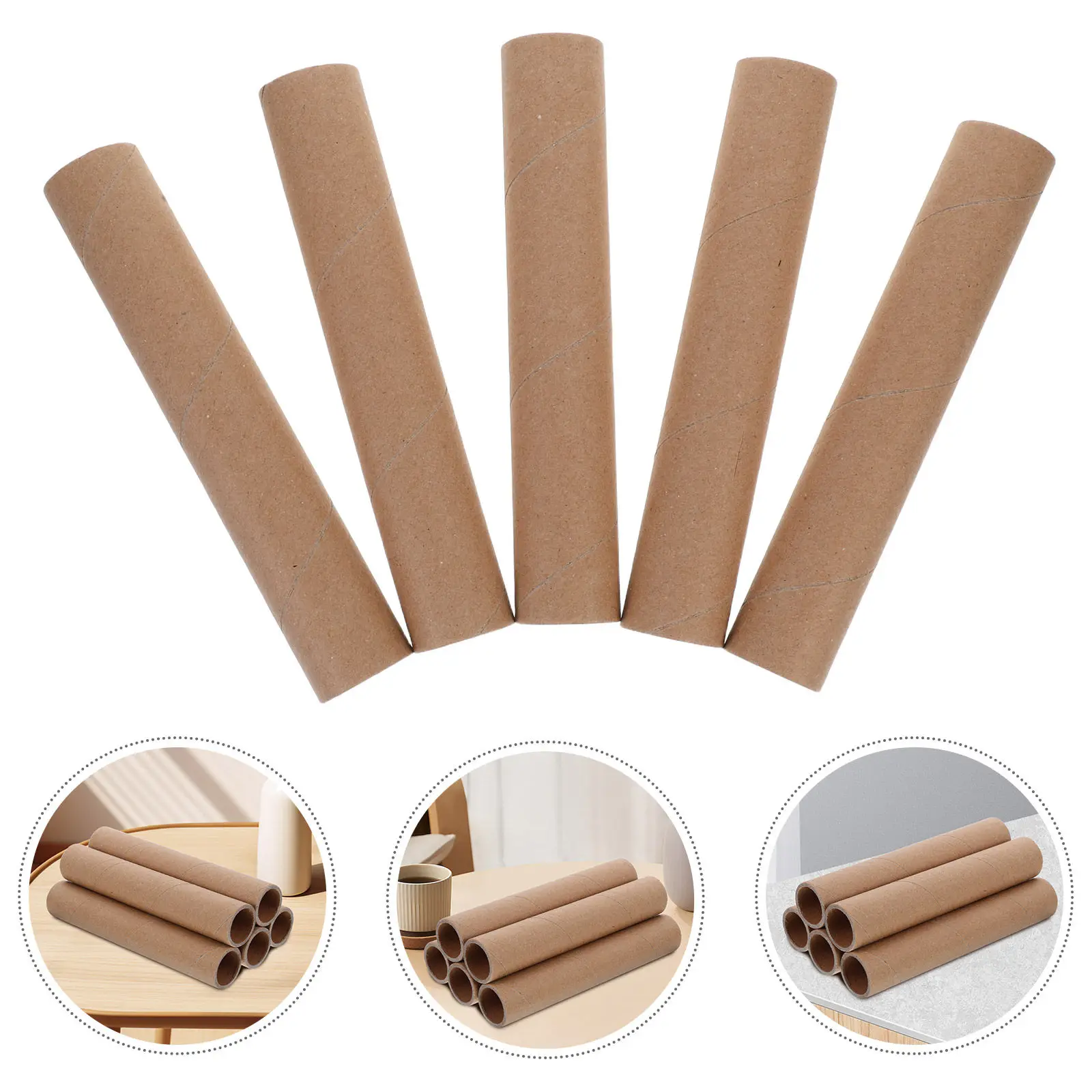 

5Pcs Cylindrical Paper Tubes Brown Round Cardboard Cylinder Mailing Tubes for Posters Maps Blueprints Document Protection