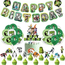 Cartoon Ben-10 Birthday Party Decoration Balloons Favor Set Banner Cake Toppers Baby Shower Boys Ben-10 Party Supplies