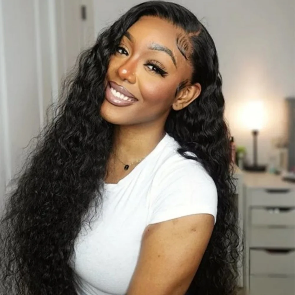 

40 Inch Deep Wave Lace Front Wig Human Hair 200 Density 13x4 HD Transparent Lace Frontal Wigs Human Hair Pre Plucked For Women