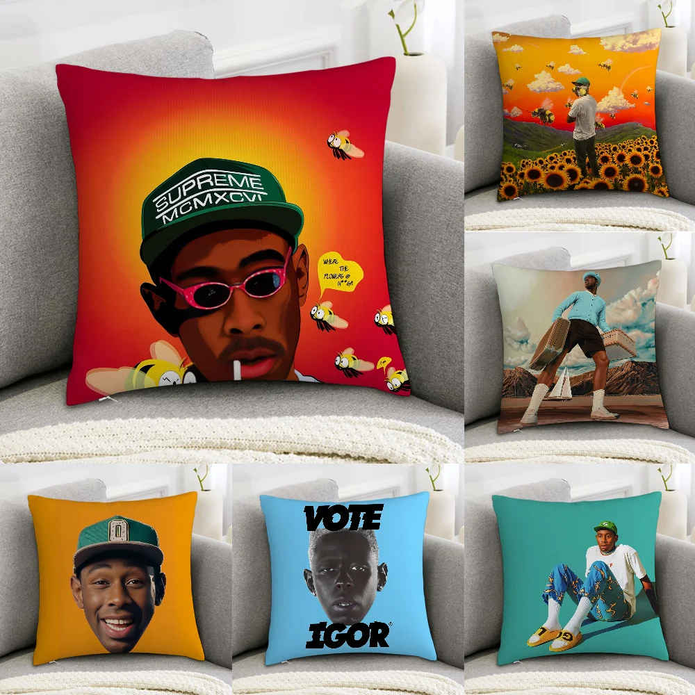 

T-Tyler the Creator Rapper Pillow Case Sofa Decorative Home Double-sided Print Plush Square Throw Pillow Covers Cushion Decor