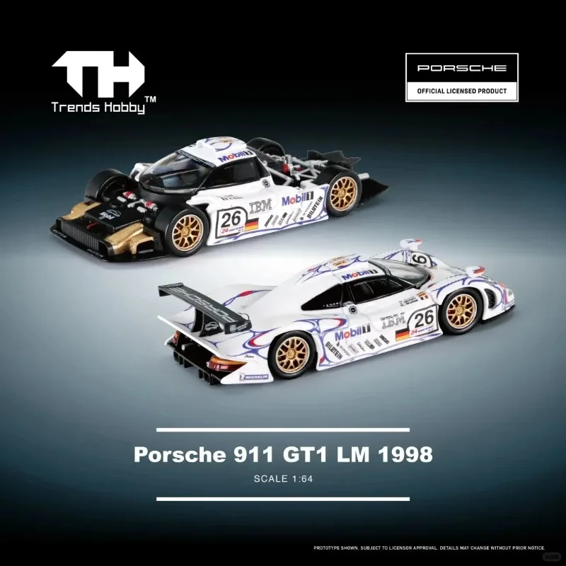 اتجاهات هواية 1:64 بورش 911 GT1 LeMans 1998 سبيكة دييكاست سيارة لعبة مجسمة تحصيل #4