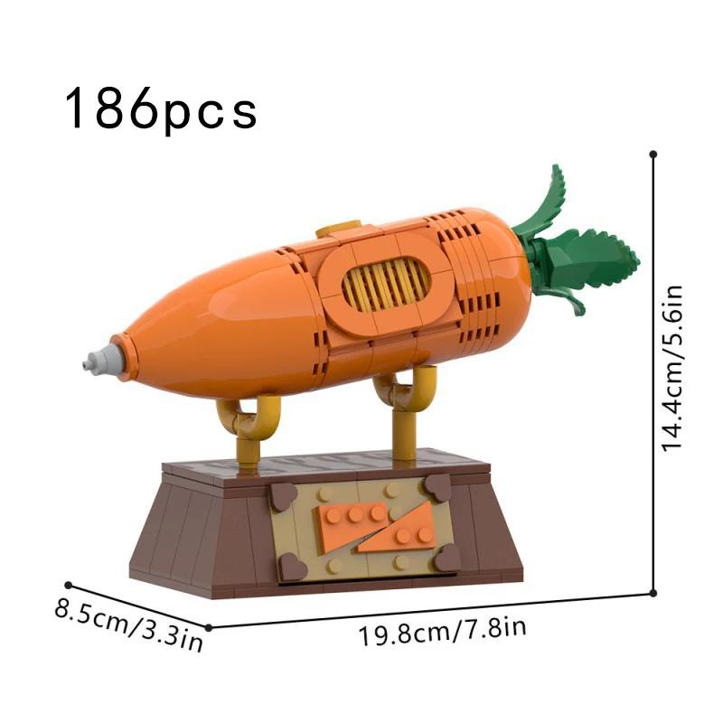 

A2633 Crazy Animals MOC Building Blocks Carrot Voice Recorder with Base Assembly Model Decoration Children Adults Gift Toy
