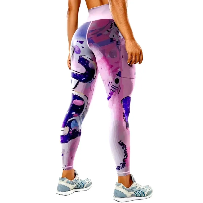 New Printed Sports Yoga Pants Summer Thin Women\'s Cycling Pants High Waist Lifting Hip Quick Drying Pants Leggings Fitness