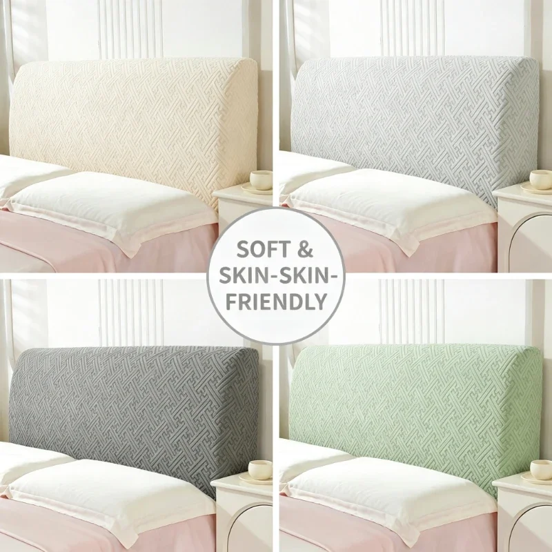 All in One Stretch Headboard Slipcover No Odor Cushioning Pad Dust Cloths Length 120-260cm Anti Scratch Bedroom Bed Head Covers
