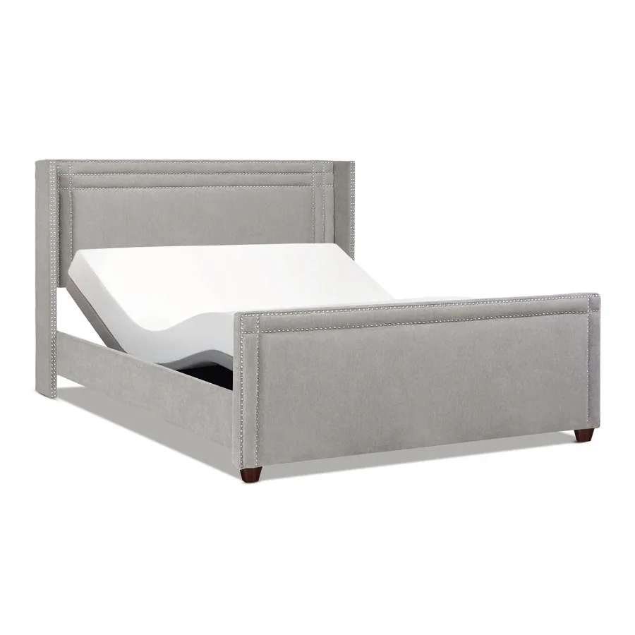 Elle Wingback Upholstered King Bed Silver Grey Polyester