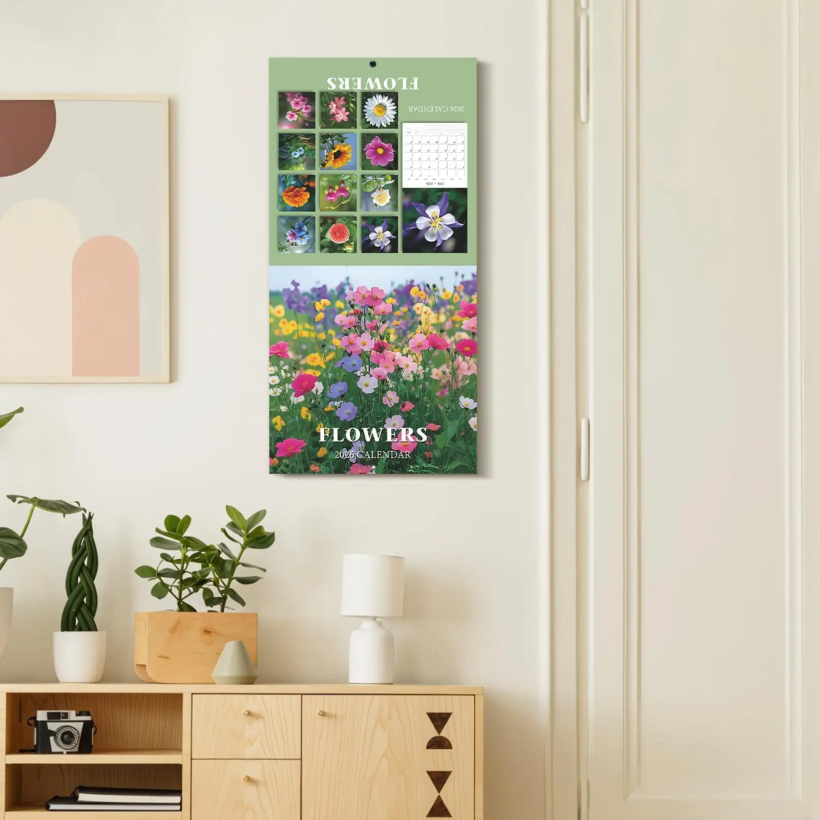 Calendario 2026 Pianificazione da parete Calendario appendibile Tema floreale Programma di 12 mesi Forniture per artisti Studenti Natura
