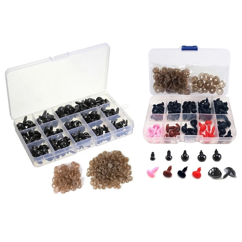 

225 Pcs/Set Safety Eyes Safety Noses With Washers 2 Boxes Not Easy To Loosen Doll Making Accessories For Needle Felting Kit