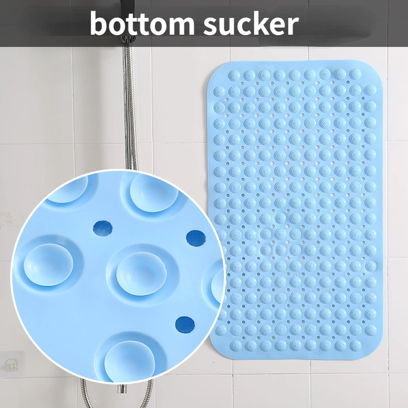 PVC Anti-skid Bath Mats Home Soft Shower Bathroom Massage Mat Suction Cup Non-slip Bathtub Carpet Large Size Rectangle Foot Mat