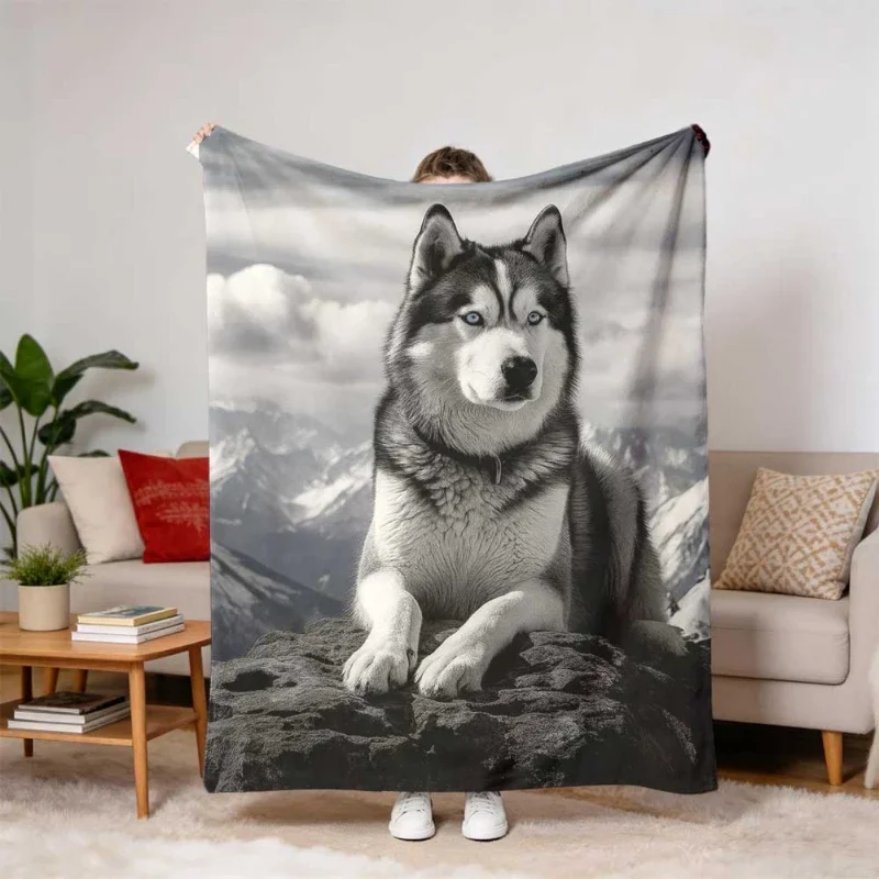 German Shepherd Realistic Portrait Throw Blanket,Soft Couch,Reading Nook Layer,Birthday Anniversary Home Casual Daily Keepsake