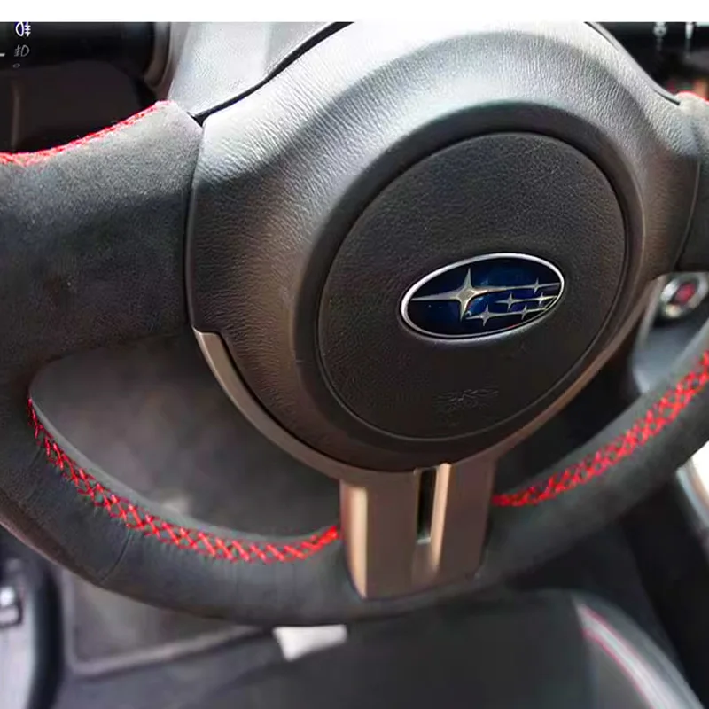 Black Super-fine Suede Leather Braid Soft Car Steering Wheel Cover Wrap for Subaru BRZ Scion FR-S FRS 17-19 Car Accessorie