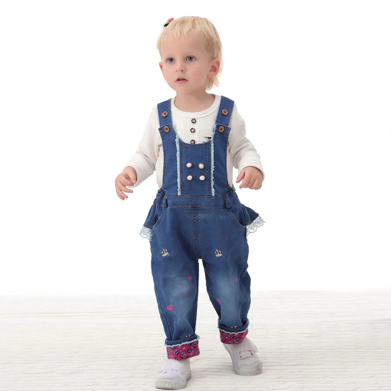 IYEAL Soft Cotton Denim Overalls for Kids Baby Clothes Stone Washed Toddler Jeans Jumpsuit Boys Girls New Babies