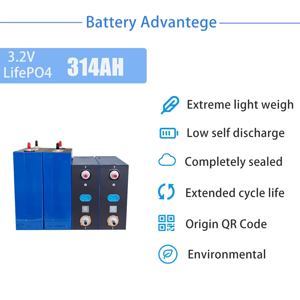 Gotion 3.2 فولت 314Ah Lifepo4 بطارية العلامة التجارية الجديدة الصف أ 12 فولت 24 فولت خلية قابلة للشحن لعربات الغولف EV RV