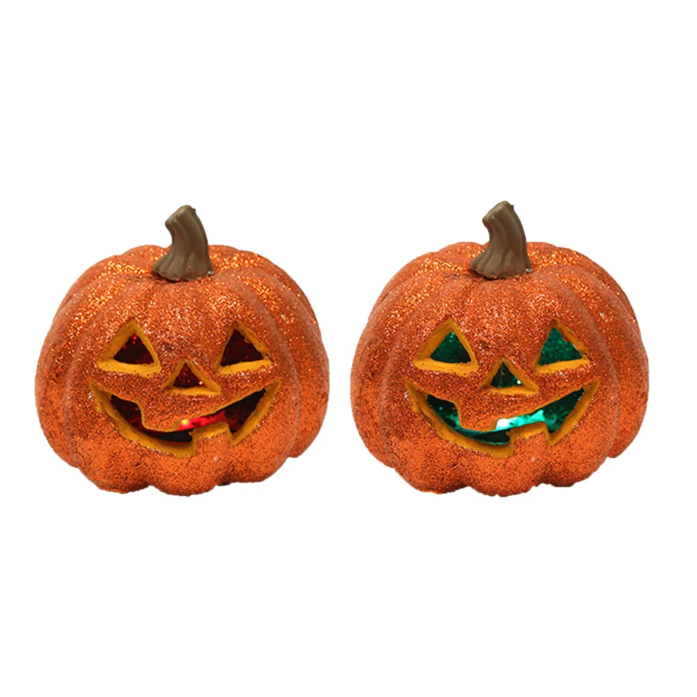 

2Pcs Orange Pumpkin Lantern Props Bright Glitters LED Lights Halloween Decor Home Club Bar KTV Kids Room Gifts