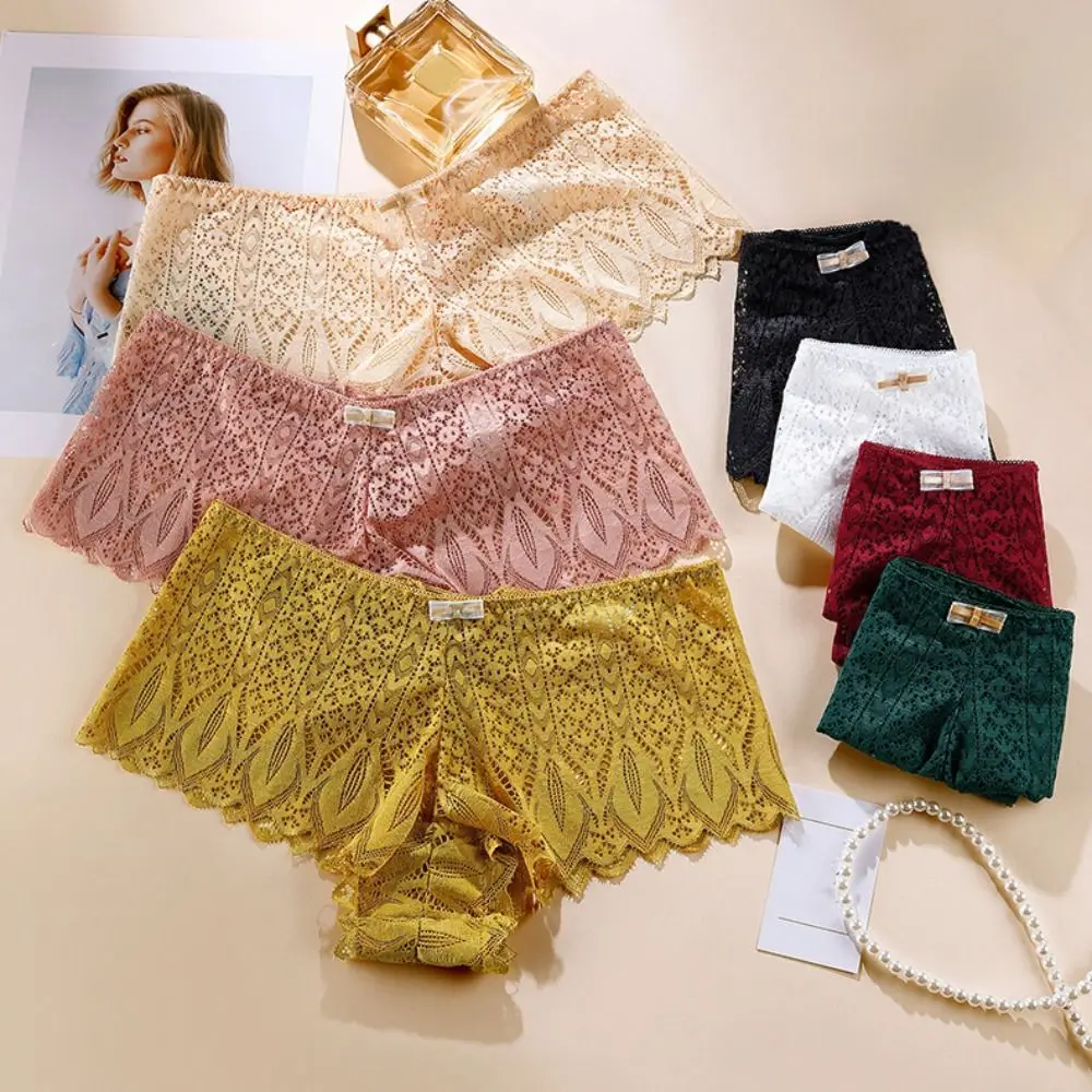 Calzoncillos sin costuras de encaje de talla grande a la moda, calzoncillos huecos, bragas de flores de malla, lencería de cintura media, ropa interior para mujer de verano