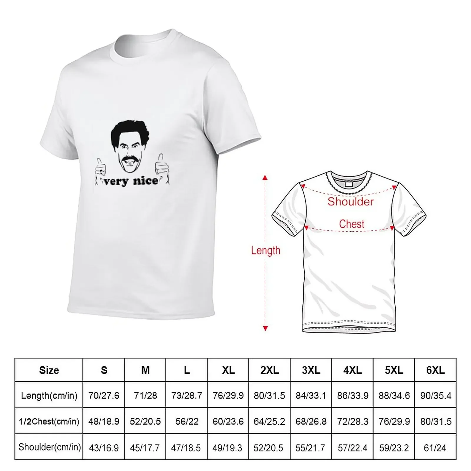 Borat Very Nice T-Shirt summer top oversizeds sports fans kawaii clothes mens big and tall t shirts