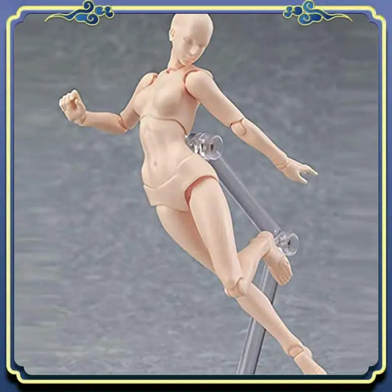 Portable 2X Body Doll, Artists Manikin Blockhead Jointed Mannequin Drawing Figures Male+Female Set (Skin Color)