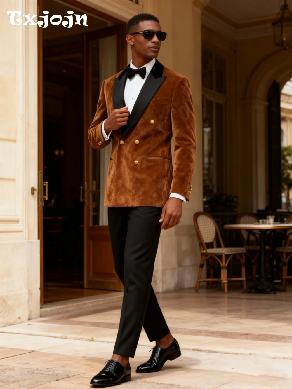 Formal Velvet Men's Suit Set For Wedding Graduation Business 2026 2PCS Classic Brown Suit Customized Trajes Para Hombre