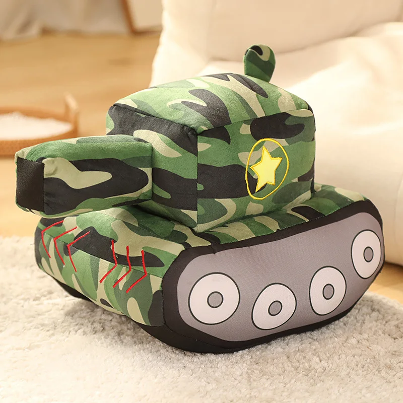 Almohada de juguete de peluche con tanque de tres tamaños, adorno de alfombra para dormitorio, juguete cómodo para niños, regalo de cumpleaños para niño, 1 ud.